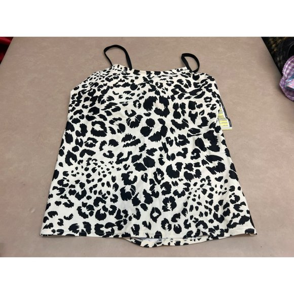 Womens Post Mastectomy Scoop Neck Tankini Top Kona Sol Leopard Print Black Large - Picture 9 of 9